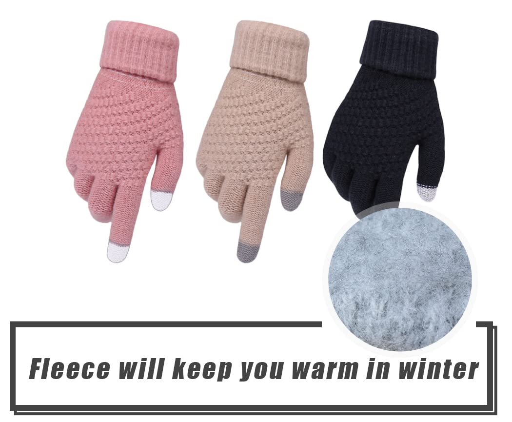 Rayson Invernali Guanti da Donna Guanti Da Maglia Caldi Alla Moda Touch Screen Antivento e Antiscivolo Jacquard Guanti per Al Chiuso o All'Aperto（2 Paia）