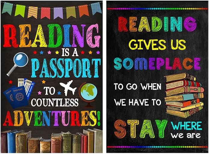 Miniatura 2 de Jinniee Póster de lectura, decoración de biblioteca para escuela, juegos de tablones de anuncios para aulas, decoración de esquina de lectura,