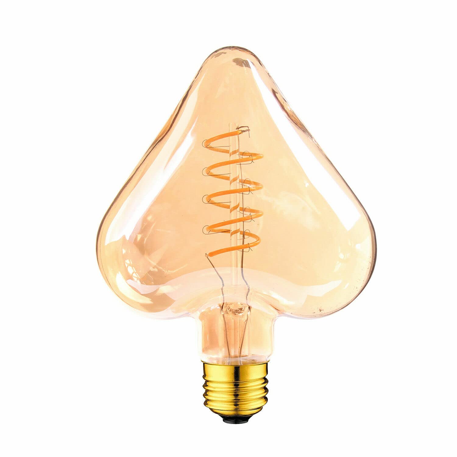 Ledsone Warm White Vintage Led E27 Screw Bulb 4W Edison Led Bulbs Antique Style Retro Spiral Led Filament Bulb Energy Saving Heart Screw Bulbs Decorative Light Bulbs Amber Glass 2700K