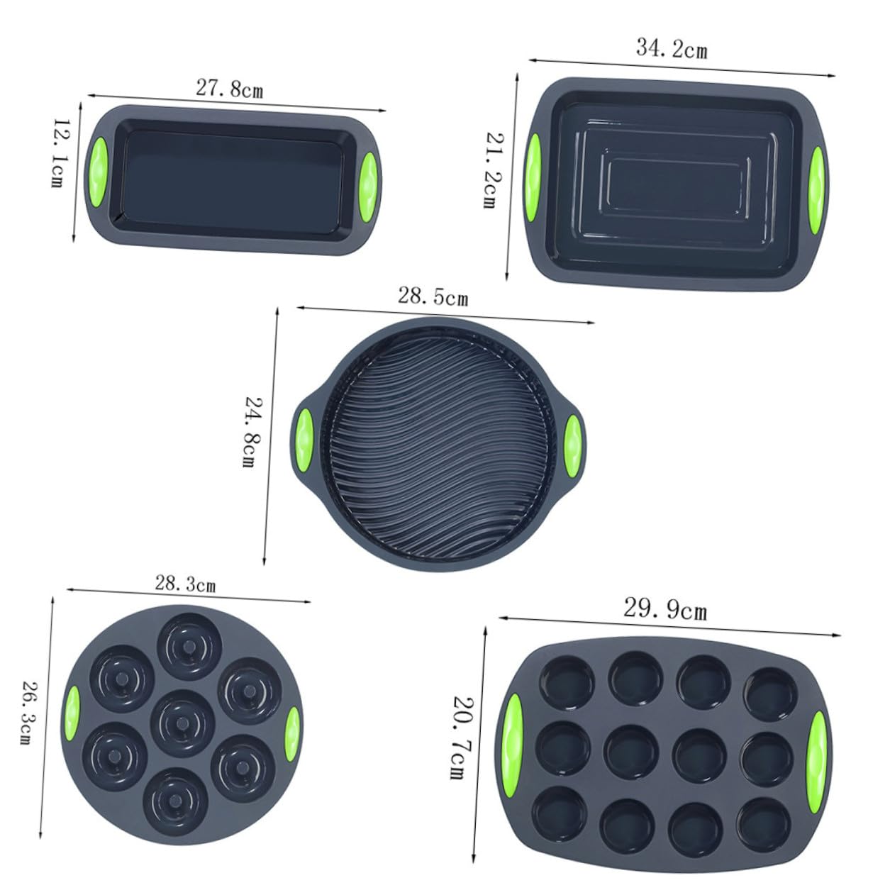 Amosfun Moldes de Silicona Kit de 5 Reutilizables y Fáciles de Limpiar para Hornear Pasteles Ideales para Cocina y Repostería Casera
