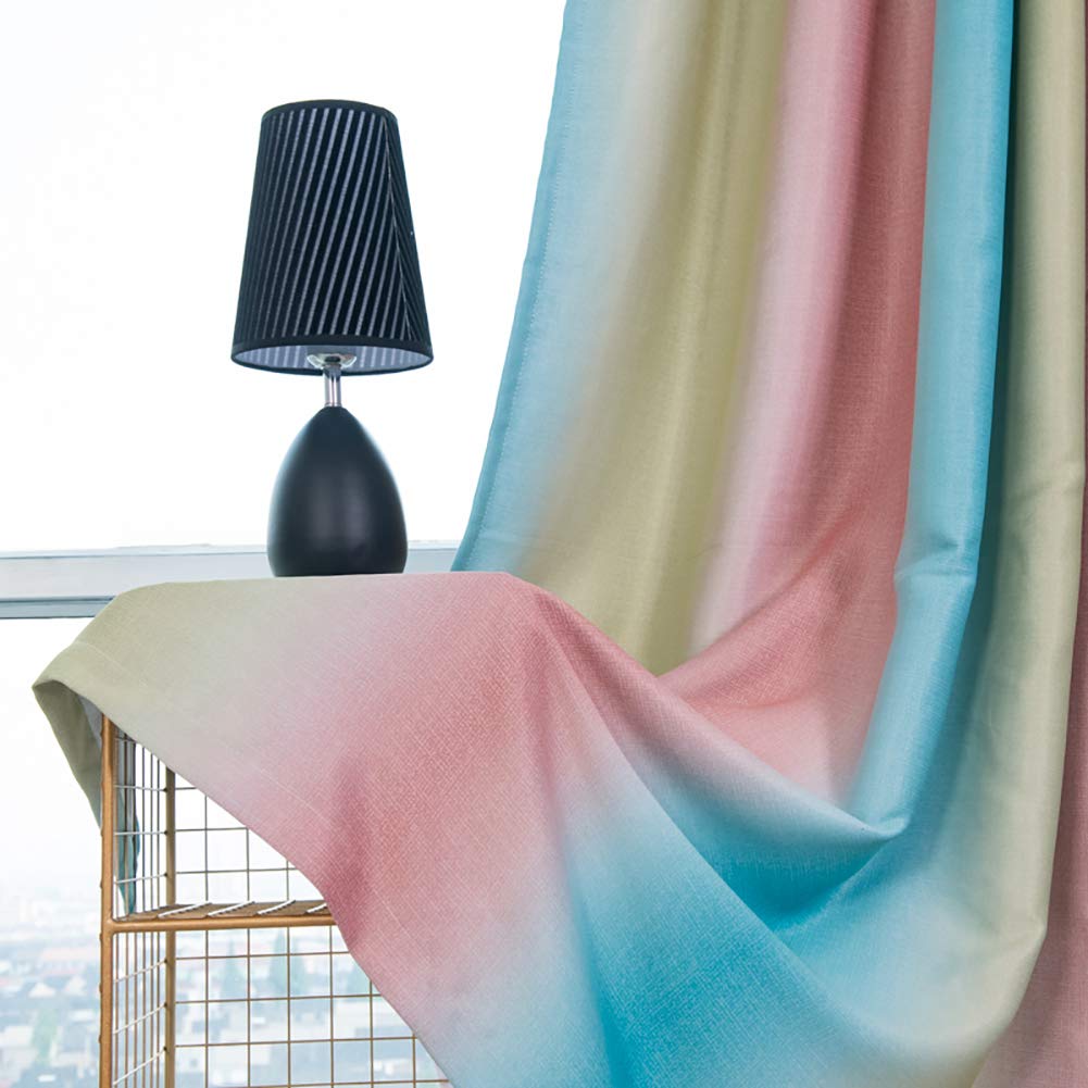 Boyouth Niebo niebieski gradient kolor pionowe paski nadruk zasłony zaciemniające, przelotki górne zasłony i zasłony do sypialni, salonu, 140 na 270 cm, 2 panele