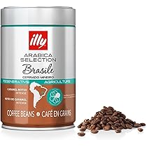 illy, Caffè in Grani Arabica Selection Brasile Cerrado Mineiro, 100% Arabica con Note di Caramello e Frutta Secca, Gusto Intenso, 1 Barattolo da 250g