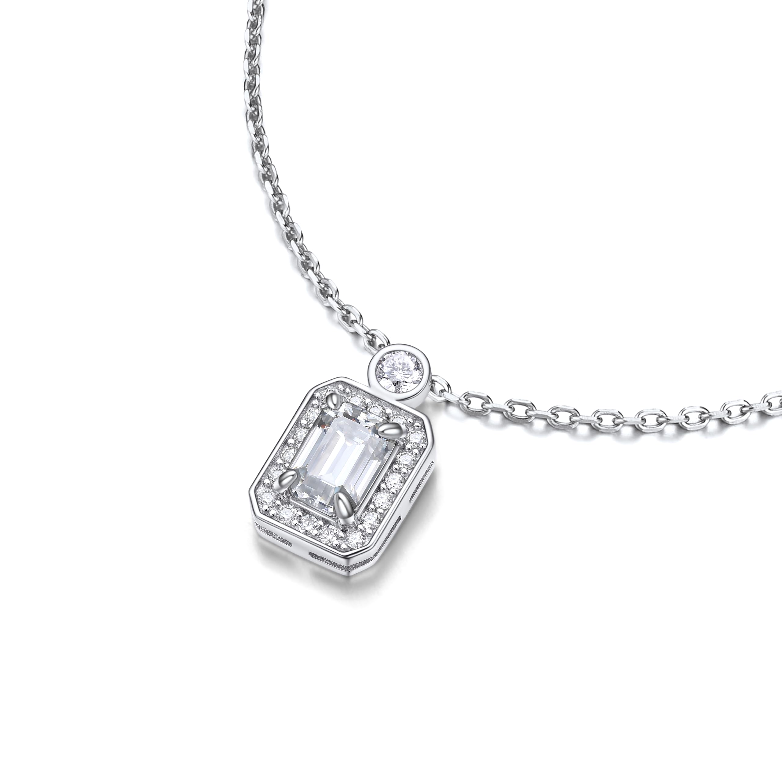 MomentWish Collana Punto Luce Donna, 1 Carato Moissanite Collana Donna Regalo Festa della Mamma Argento 925 Halo Pendente Regalo Compleanno Fidanzata