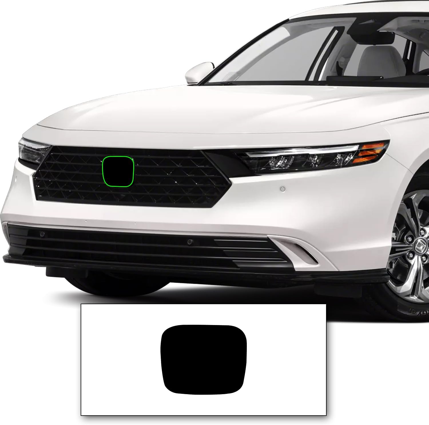 Pre-Cut Front Emblem Tint Compatible with Honda Accord LX, EX, EX-L, Sport, HYBRI 2023 | Precision Cut Stretchable PPF Vinyl Overlay Cover Wrap Pack of 2 (Dark Smoke)