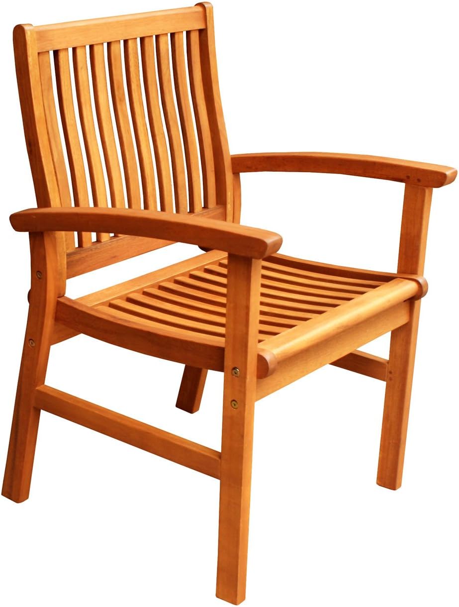 LuuNguyen Hawaii Outdoor Hardwood Dining Arm Chair Natural Wood Finish