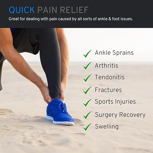 Miniatura 2 de Bolsa de hielo para pies y tobillos con compresión y 2 paquetes de gel de hielo, ideal para esguinces de tobillos, hinchazón, alivio del dolor de