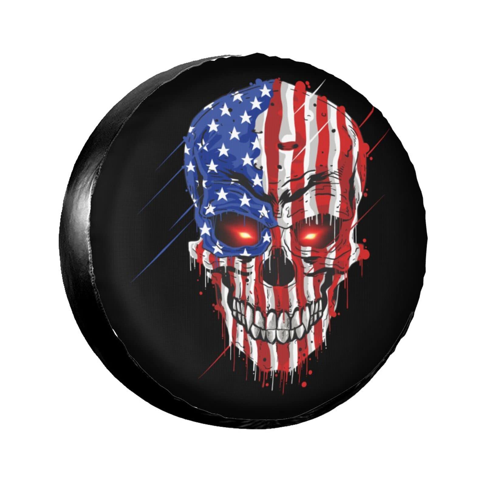 American Flag Skull Patriotic Spare Tire Cover,Universal Wheel Tire Cover for Trailer, RV, SUV, Truck,Camper and Many Vehicle,Weatherproof Tire Protectors（16 inch for Diameter 29"-31"）