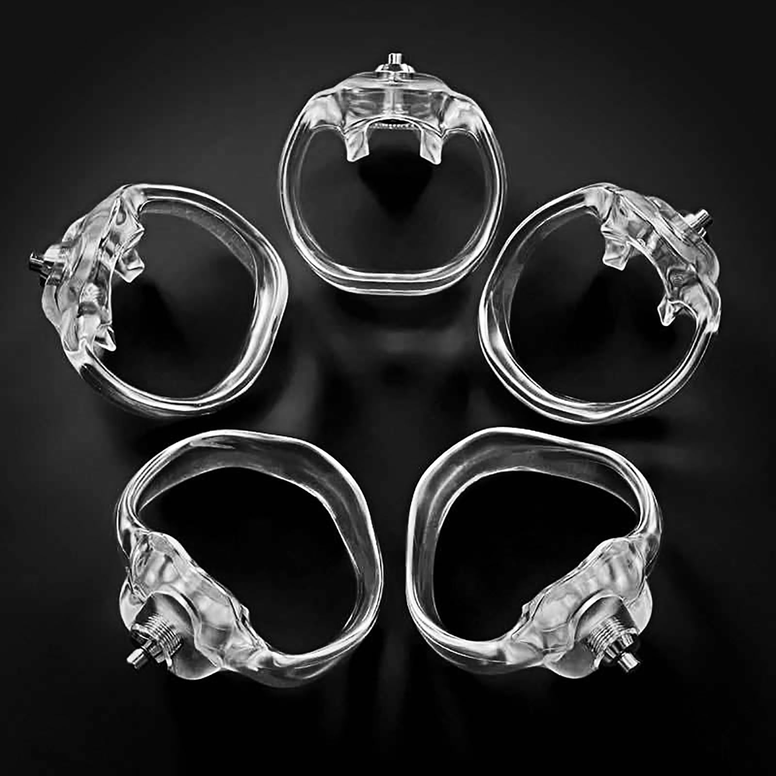 Cage de chasteté pour hommes HT-V5 avec 5 tailles d'anneau pénien Click & Lock Clear Nub