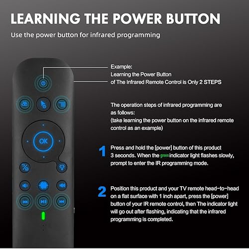 Miniatura 5 de Control remoto por voz Bluetooth con teclado, mouse de aire, retroiluminado, recargable, modo dual 2.4G WiFi/BT5.0, aprendizaje por infrarrojos,