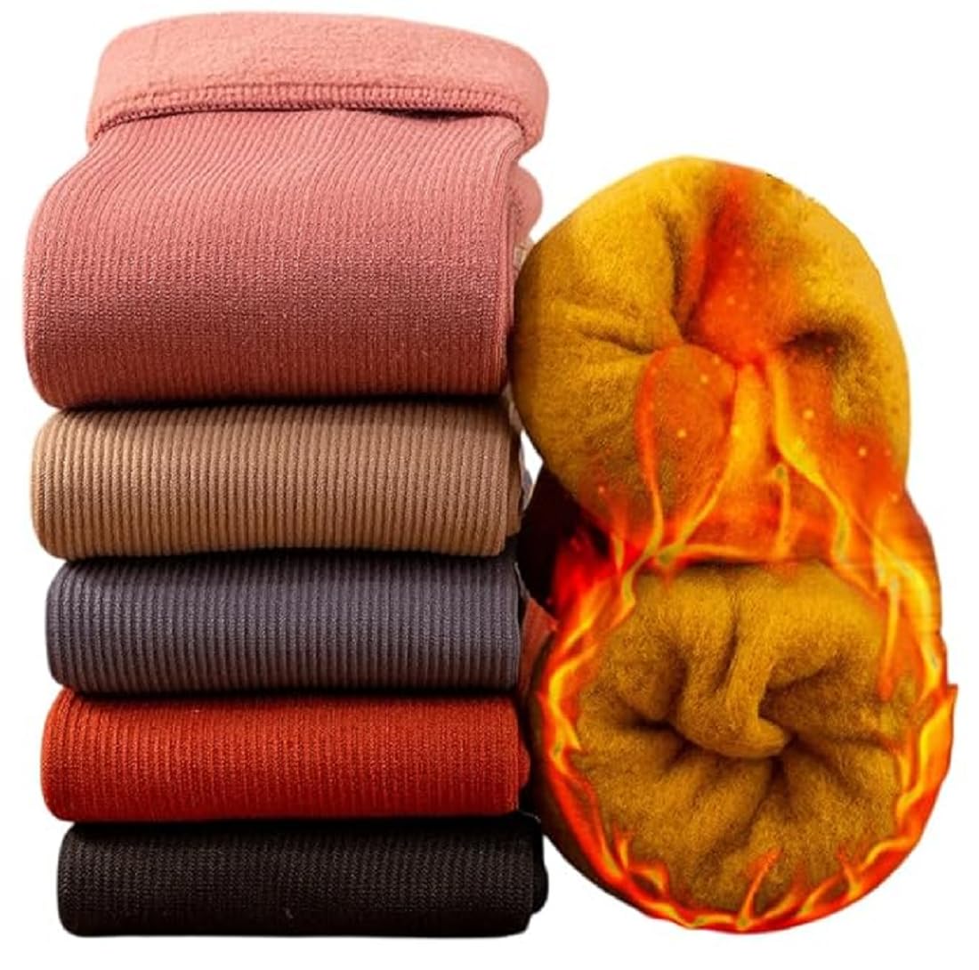 rinpoche 3 Pair Winter Pairs Thumb Toe Adult Warm Line Ribbed Hot Feet Thermal Light-Weight, Extreme Cold Weather Thick Warm Socks Thermal Men Women Fashion Solid Color Velvet Snow Socks, Free Size-picture-37