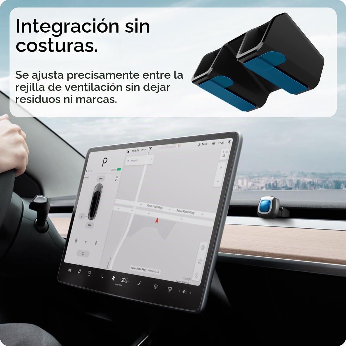 Spigen Adaptador de Ambientador Diseñado para Tesla Model 3 2021-2023 e Y Airvent (el ambientador se vende por separado) | Model Y (~2024) y Model 3 (2021-2023), soporte de ventilación con adhesivo seguro, accesorio para Tesla - Lote de 2