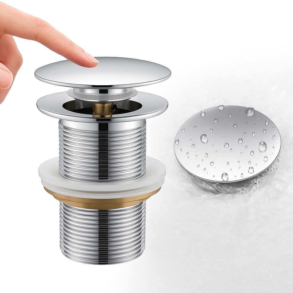 Tappo A Cuneo Per Vasca Da Bagno 43mm – Regolabile In Lunghezza – Rame Cromato Argento