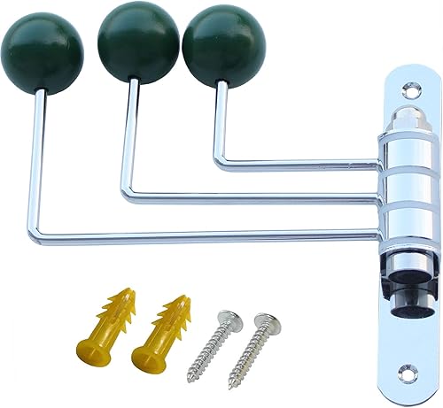 Miniatura 9 de Gancho decorativo de pared giratorio, ganchos de metal con bolas de decoración de madera, lindo gancho plegable para colgar anillos de pelo de