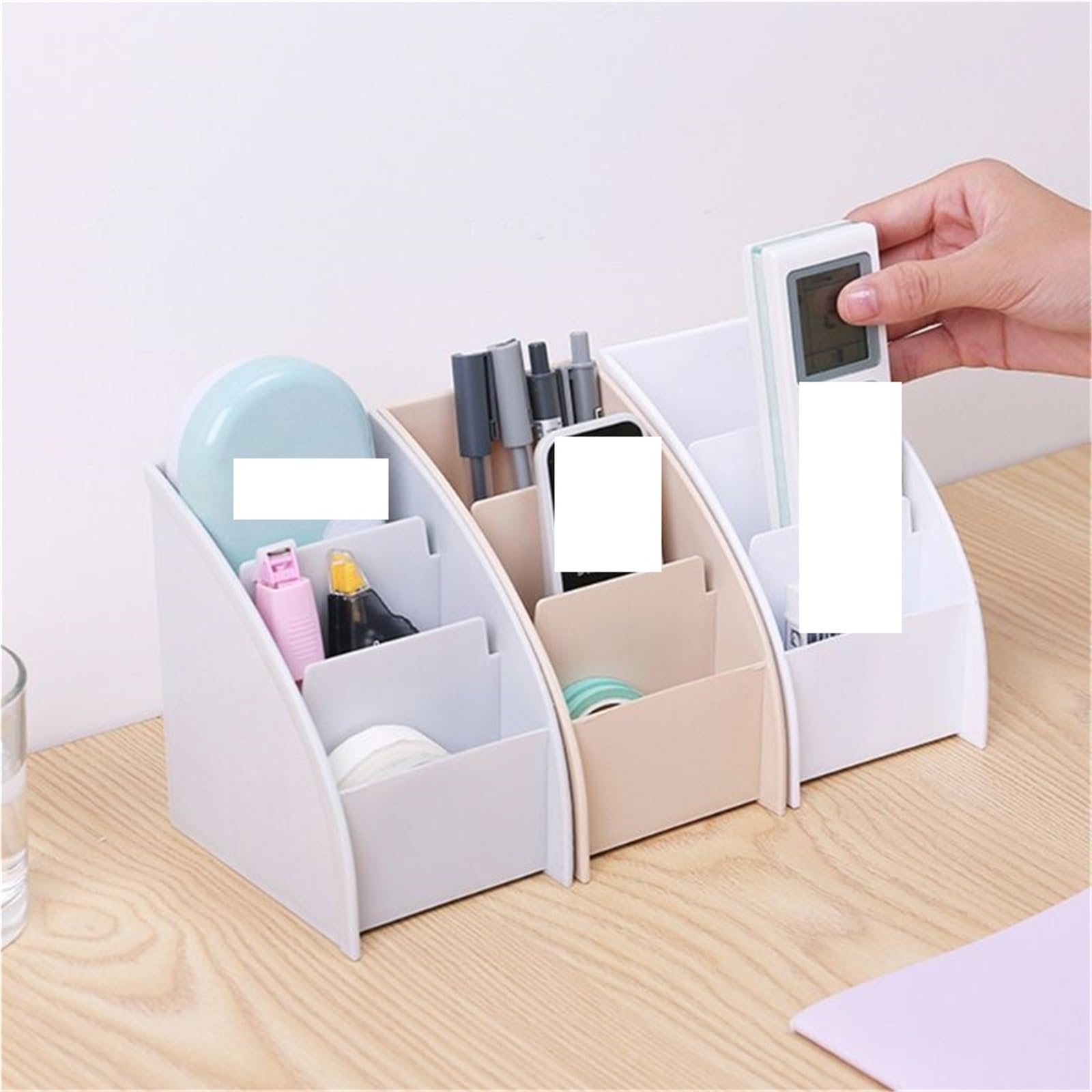 Soporte de Almacenamiento for Control Remoto de TV, Soporte for teléfono móvil, Cajas de Almacenamiento for el hogar y la Oficina, Estuche de Almacenamiento de Escritorio, 5 uds.(Grey)