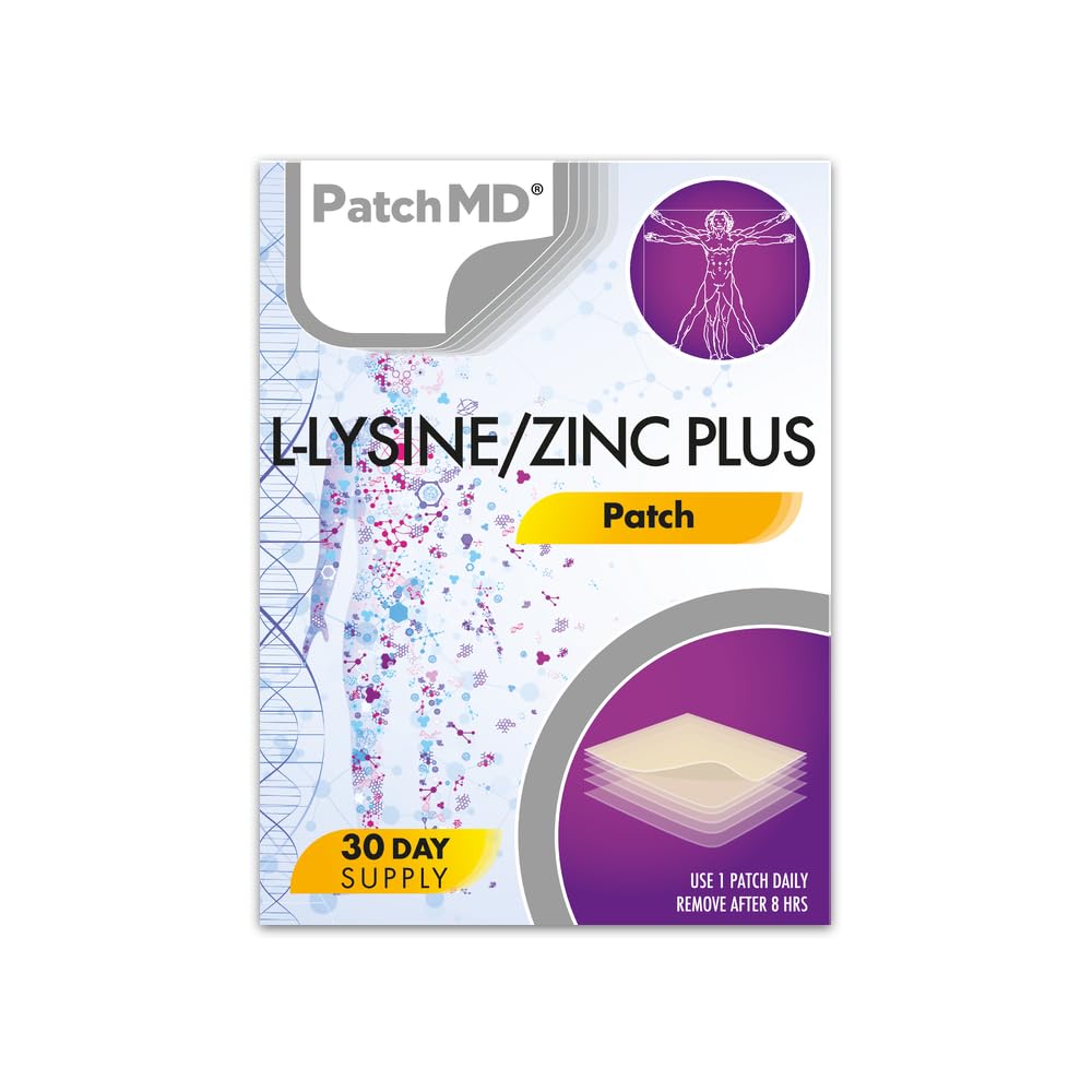 L-Lysine/Zinc Plus™ 30 Daily Topical Patches. 100% Natural & Vegan. Allergy & Filler Free. High Absorption and More bioavailable. Suitable for Sensitive stomachs & bariatric.