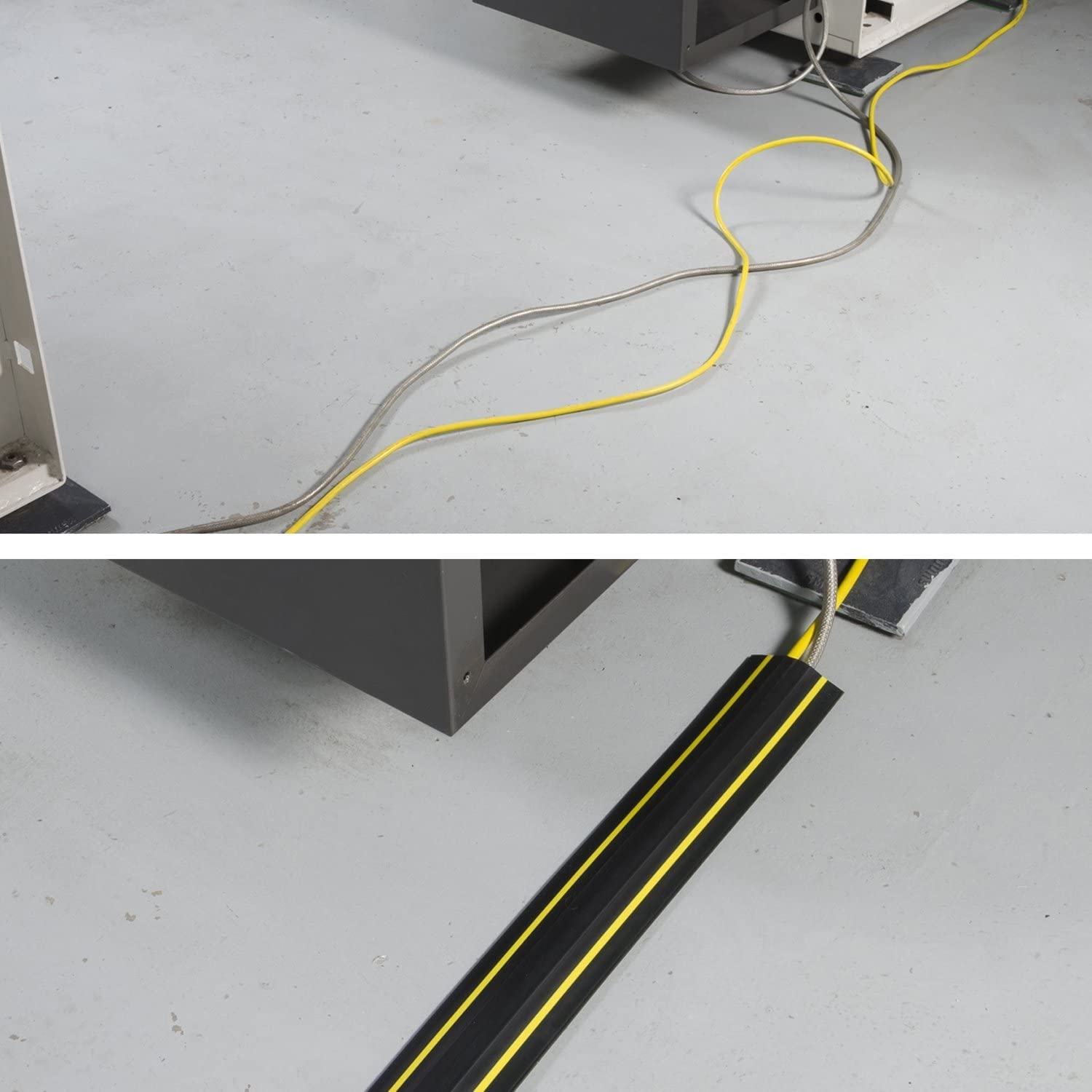 Kabelversteck mit breitem, großem Kabel, 4-Draht-Management für Telefonladegerät, für Innen- und Außenbereich, Wohnmobil-Wandboden, Flexibles, selbstklebendes PVC, Schwarz/Gelb-1 m