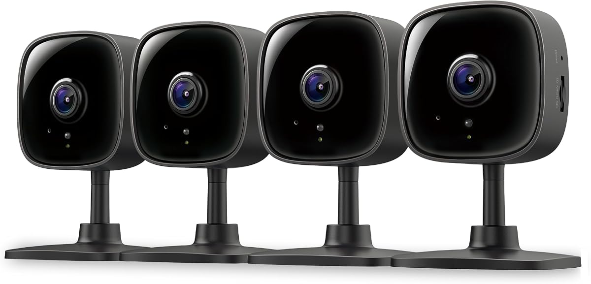 Tapo 1080P Indoor Security Camera, Baby Monitor, Dog Camera, C101(4-Pack) | Motion Detection, 2-Way Audio, Siren, Night Vision, Cloud & SD Card Storage, Works w/Alexa & Google Home, Wired, Black