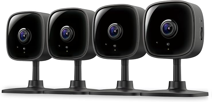 Tapo 1080P Indoor Wired Security Camera - Works as a Baby Monitor & Pet Camera, Motion Detection, 2-Way Audio, Siren, Night Vision, Subscription-Free Local Storage or Optional Cloud, C101(4-Pack)