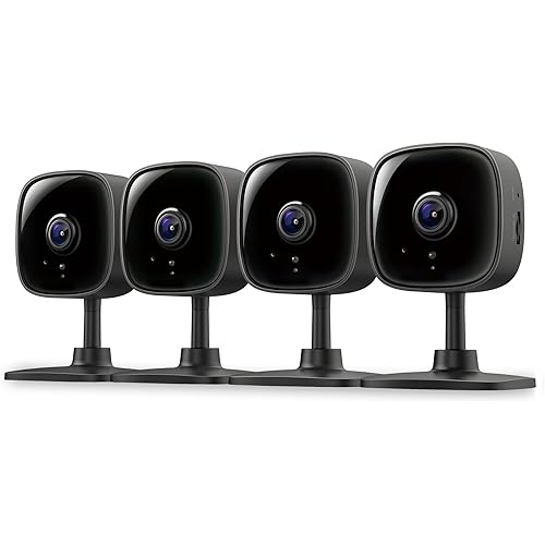 Tapo 1080P Indoor Wired Security Camera - Works as a Baby Monitor & Pet Camera, Motion Detection, 2-Way Audio, Siren, Night Vision, Subscription-Free Local Storage or Optional Cloud, C101(4-Pack)