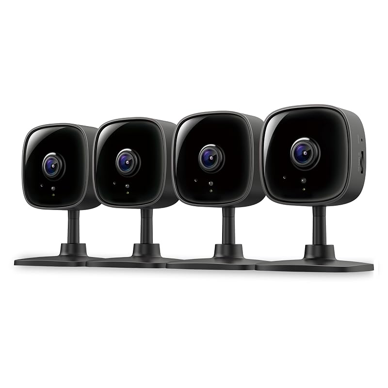 Câmera Wi‑Fi interna 1080p para monitoramento de gatos Tapo C101 Black – pacote com 4
