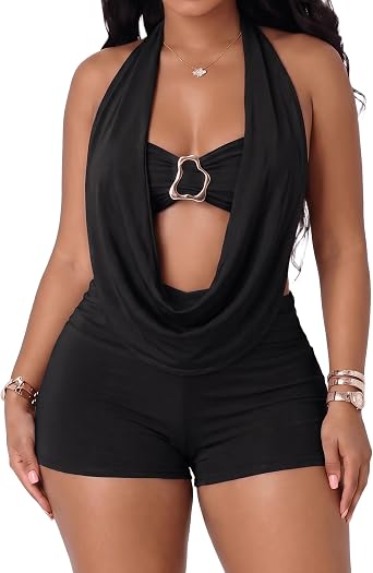 Women 3 Piece Outfits Sexy Halter Tops Shorts Sets Club Going Out Outfits