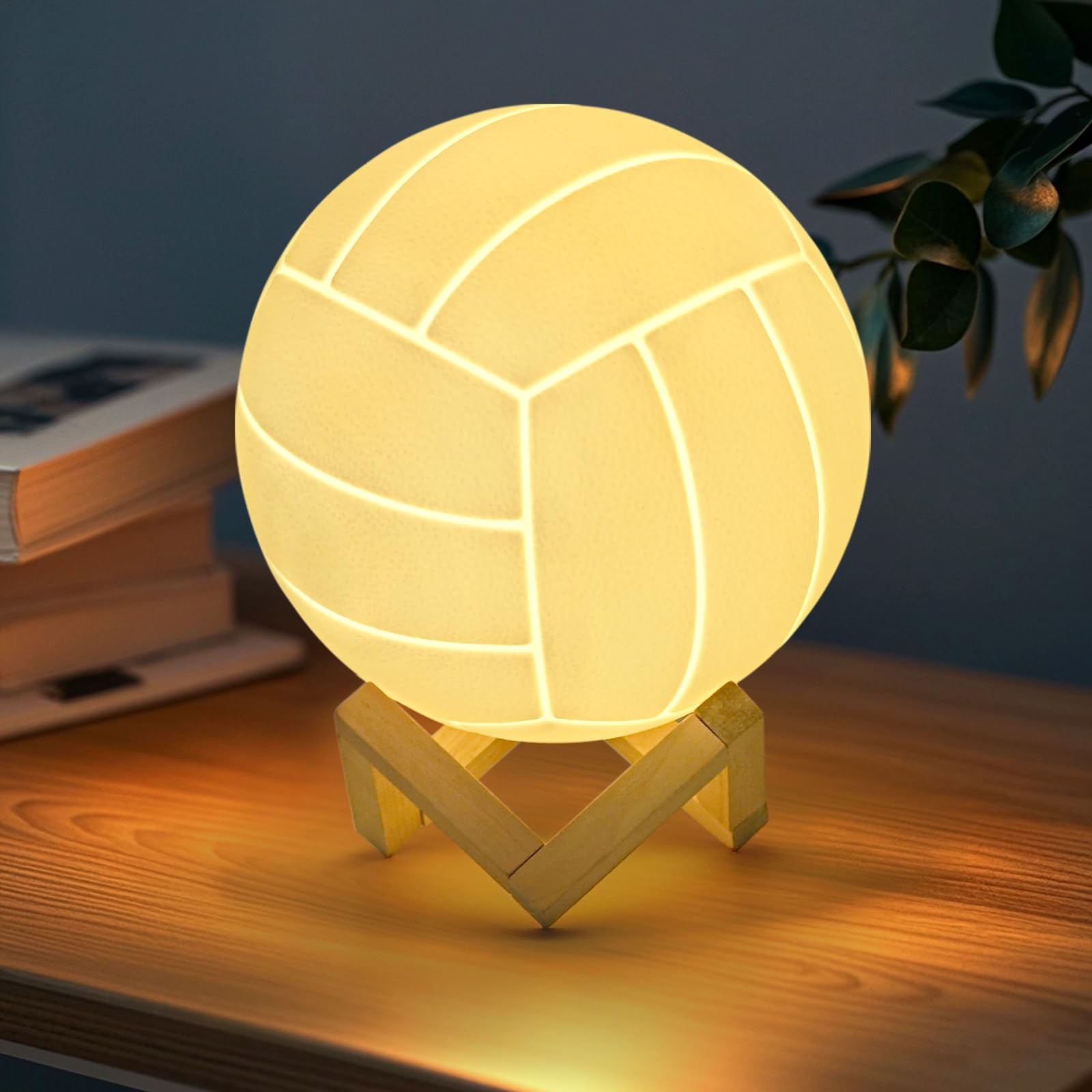 Mydhall Volleyball 3D Night Light with Remote,16 Color Bedside Table Lamp Gifts for Dad,Men,Boys,and Kids Sports Fan Room Decor,Graduation Gift,Stocking Filler White Elephant Gifts(7.1inches)