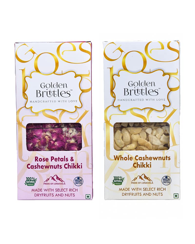 Golden Brittles - Chikki Rose Petals & Cashewnut And Whole Cashewnut Chikki (Combo Pack 170 grams Each) (B093CL57JB) Amazon Price History, Amazon Price Tracker