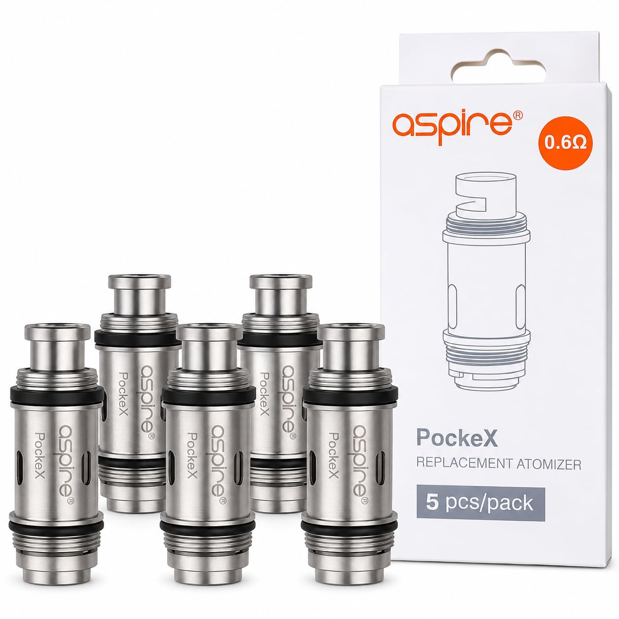Aspire POCKEX 0.6 Ohm Replacement Coils [Pack of 5]