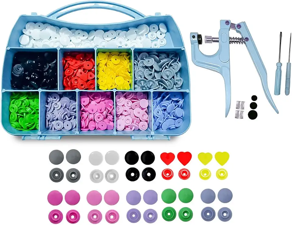 Kit 200 Botões Plasticos Ritas Coloridos 10mm 12mm e Coração Alicate Azul Tiffany Pregar Botão Platico Rita