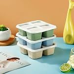 PandaEar 3 Pack Snack Containers, 4 Compartment Silicone Bento Lunch Snack Box with Lids, Reusable Divided Meal Snack Containers for Adults Kids Toddler, Food Storage Containers for Work Travel