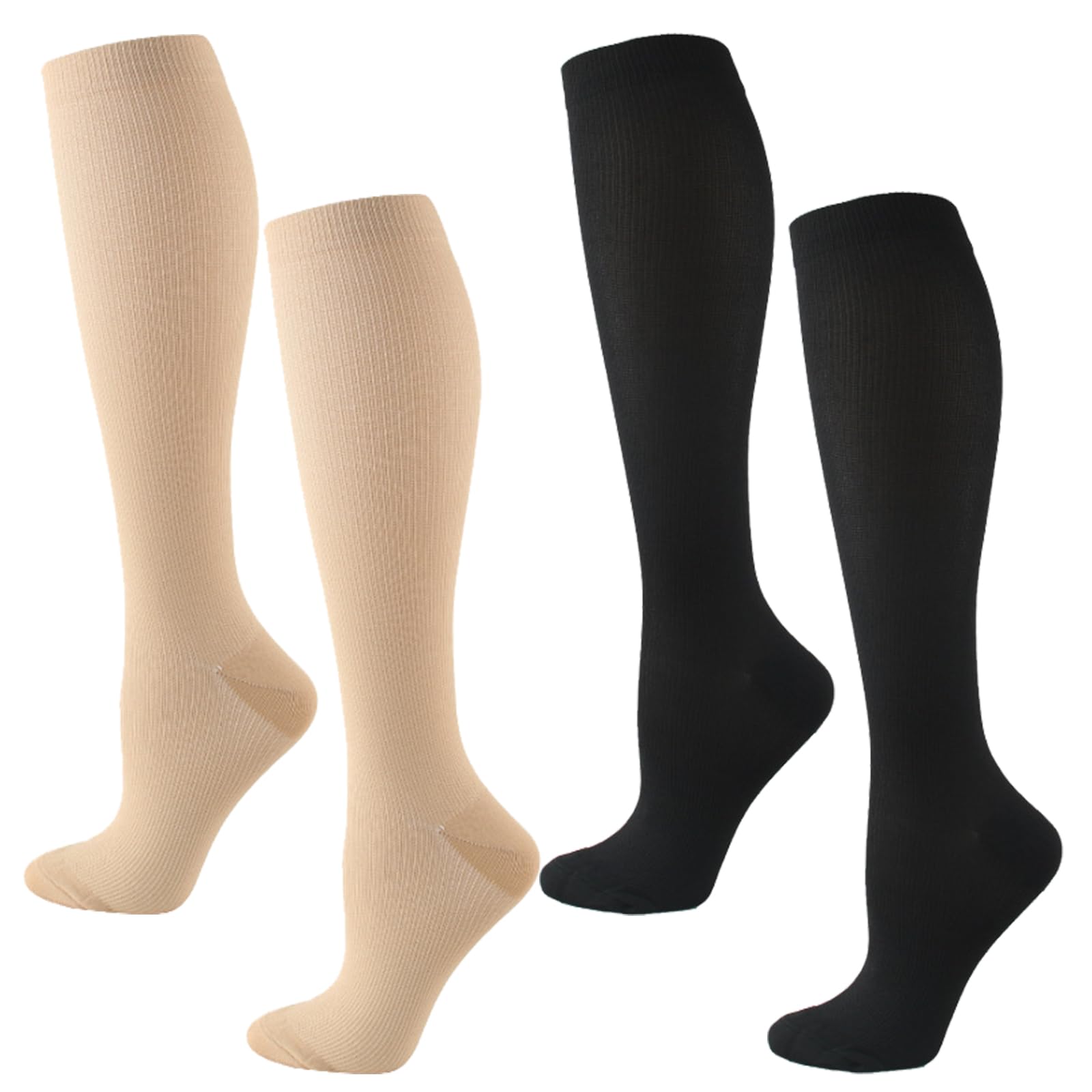 Flight Compression Socks for Women - 2 Pairs, Compression Stockings for Athletic, Nurse, Running, Travel