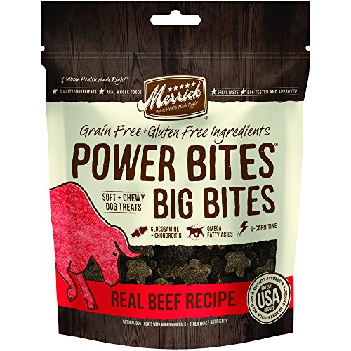 Merrick Power Bites All Natural Grain Free Gluten Free Soft & Chewy Chews Dog Treats Real Beef