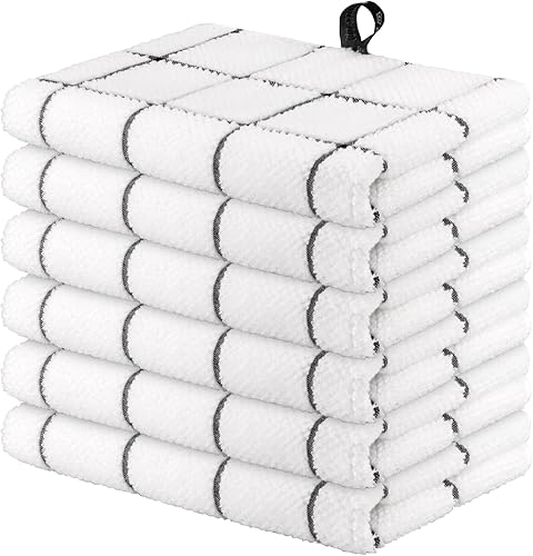 Nialnant Paquete de 6 toallas de cocina, grandes 100% algodón, toallas de cocina, toallas de mano, paños de cocina para secar platos, 13 x 28