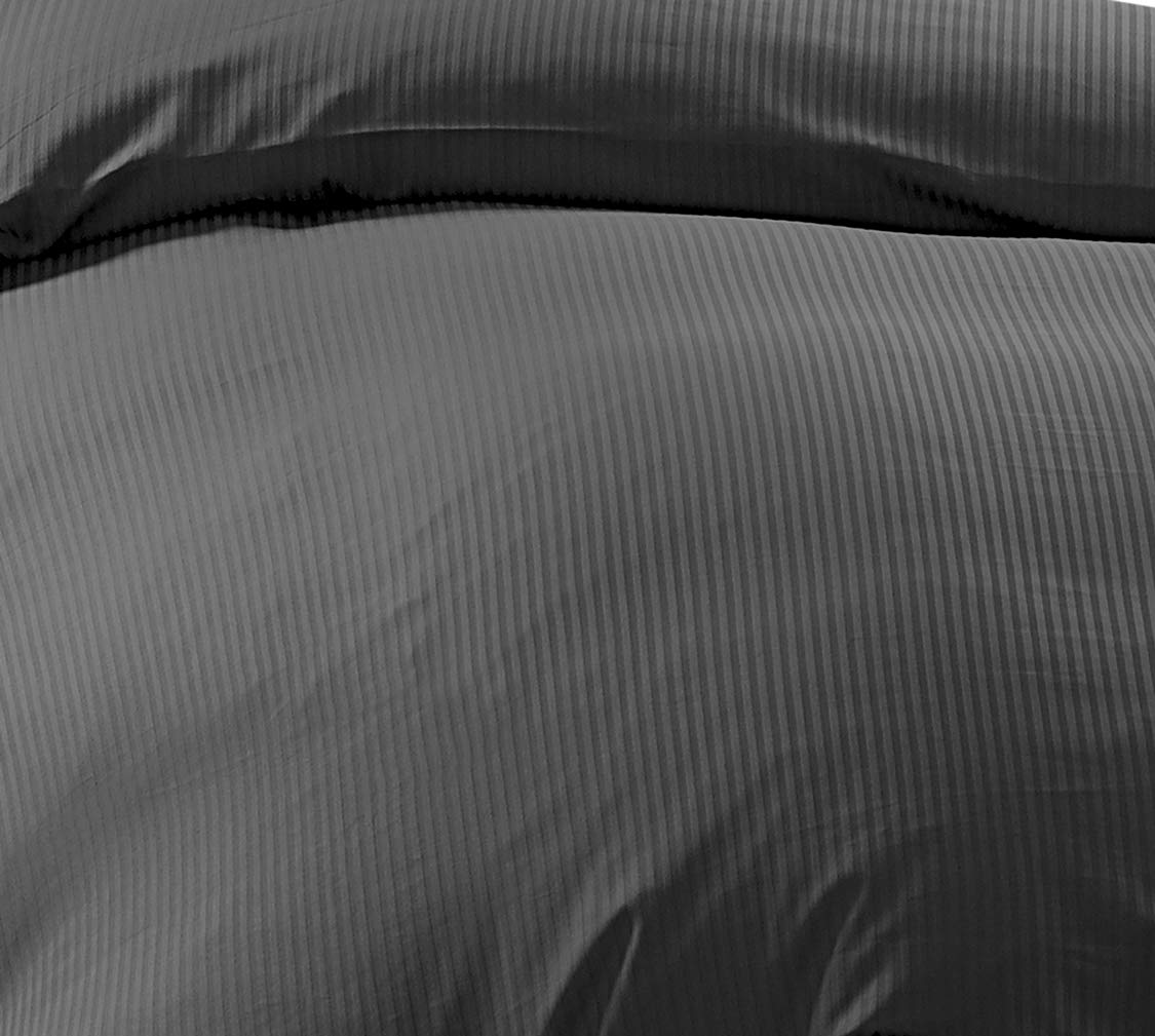 Bettwaesche-mit-Stil Mako-Satin Damast Streifen Bettwäsche Linea 4mm 100% Baumwolle gestreift (155cm x 220cm + 80cm x 80cm, Anthrazit)