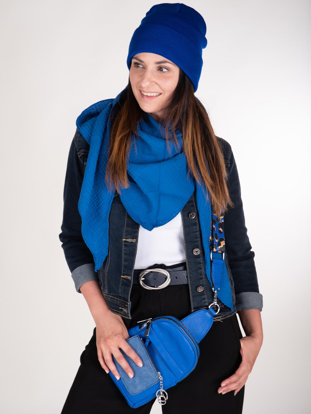 styleBREAKER pañuelo triangular de muselina para mujer hecho de algodón | pañuelo de cuello liso, suave y ligero | pañuelo con estilo para todo el año - Hecho en Italia, 196 x 84 cm
