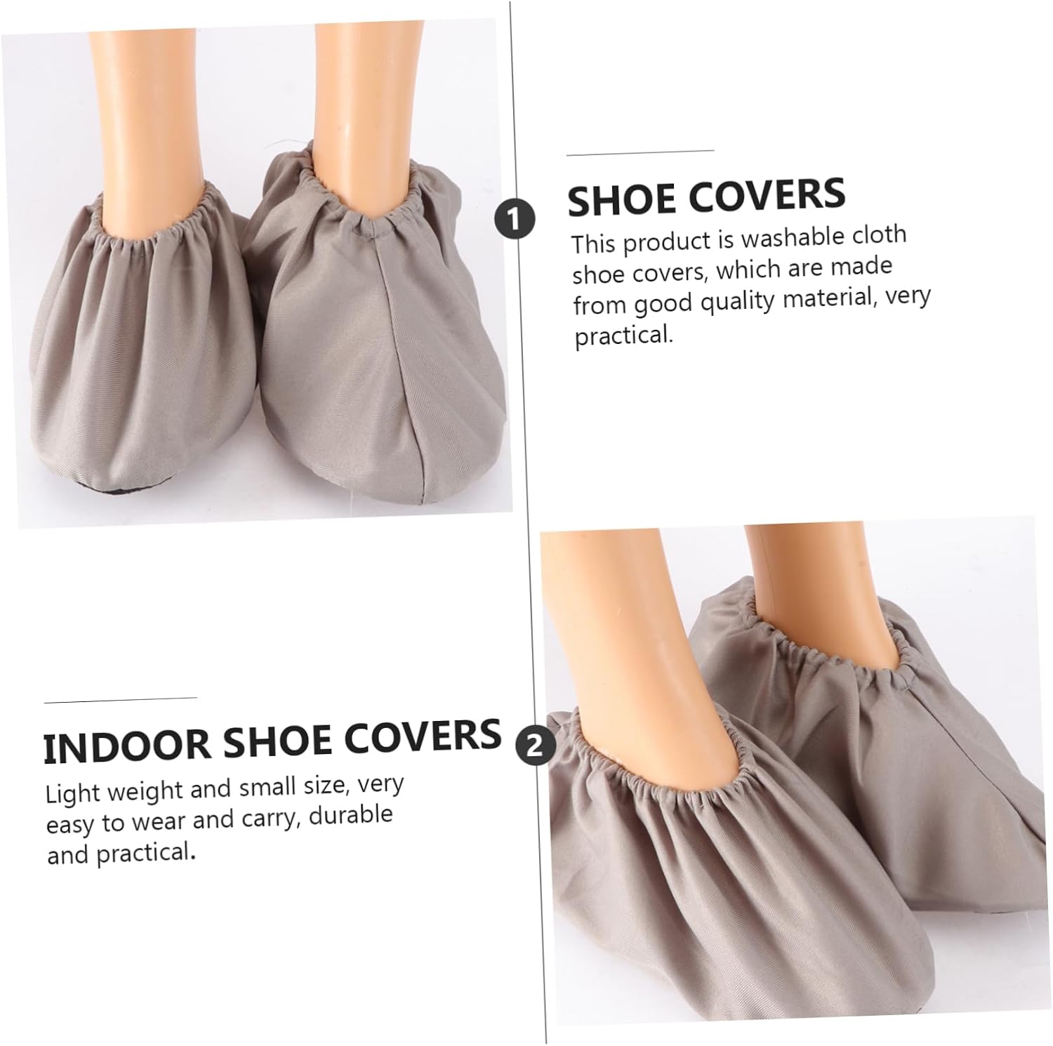 Unomor 3Pairs Washable Cloth Shoe Covers Breathable Non Slip Shoe Protectors for Home Use Random Colors and Reusable Footwear Shields for Indoor and Outdoor Activities