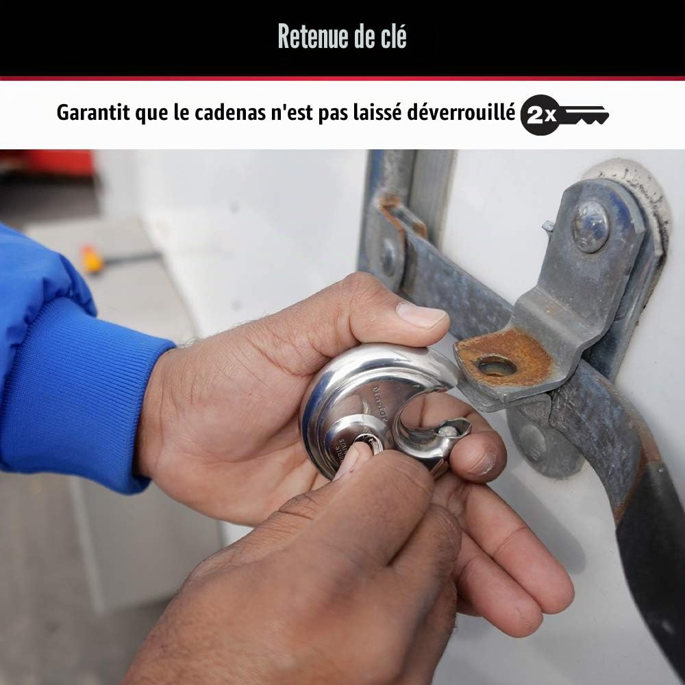 Master Lock 40TRI Lot de 3 cadenas à disque en acier inoxydable avec corps de 7,5 cm de large