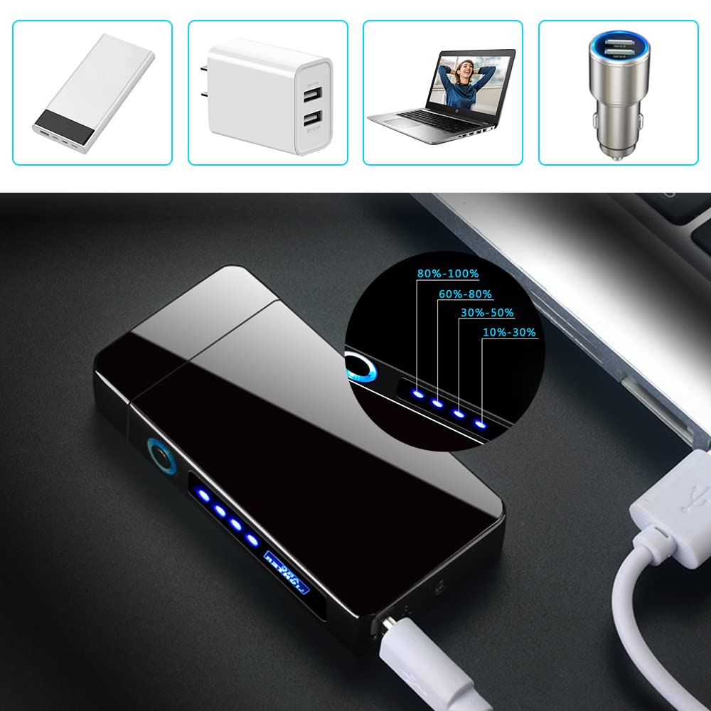Gohytal Zapalniczka elektroniczna USB, Boże Narodzenie, Dzień Ojca dla taty, mężczyzny, prezent, zapalniczka z ekranem dotykowym, elektryczna, odporna na wiatr, wesele, jubileusz, urodziny, prezent