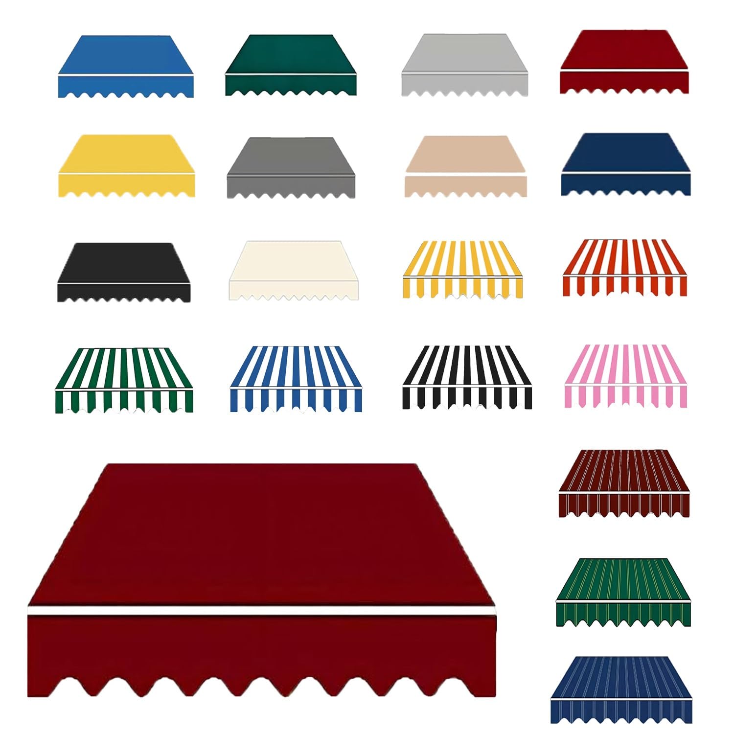 Awning Waterproof Fabric Replacement, 2 3.5 3.8 5 6 m Polyester Canopy Cover for Deck Backyard Garden Balcony, Many Sizes Sun Shade Canvas Cloth with UV Protection(Red,B5mxH3.0m)