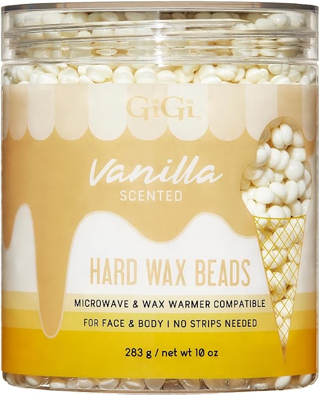 GIGI Vanilla Hard Wax Beads para Depilação Facial e Corporal, Brancas, 283 g