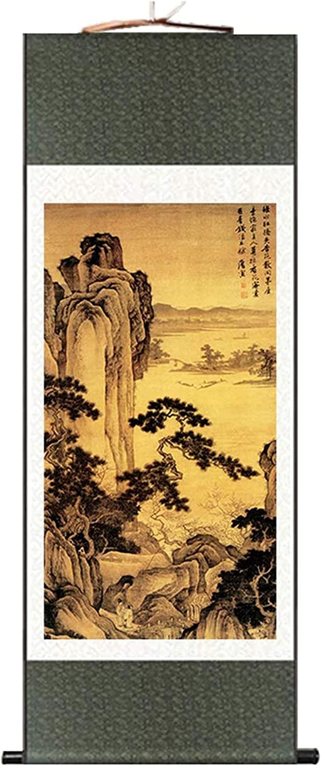 Amazon.co.jp: 中国美術の巻物絵画、風景画の巻物、キャンバスの巻物