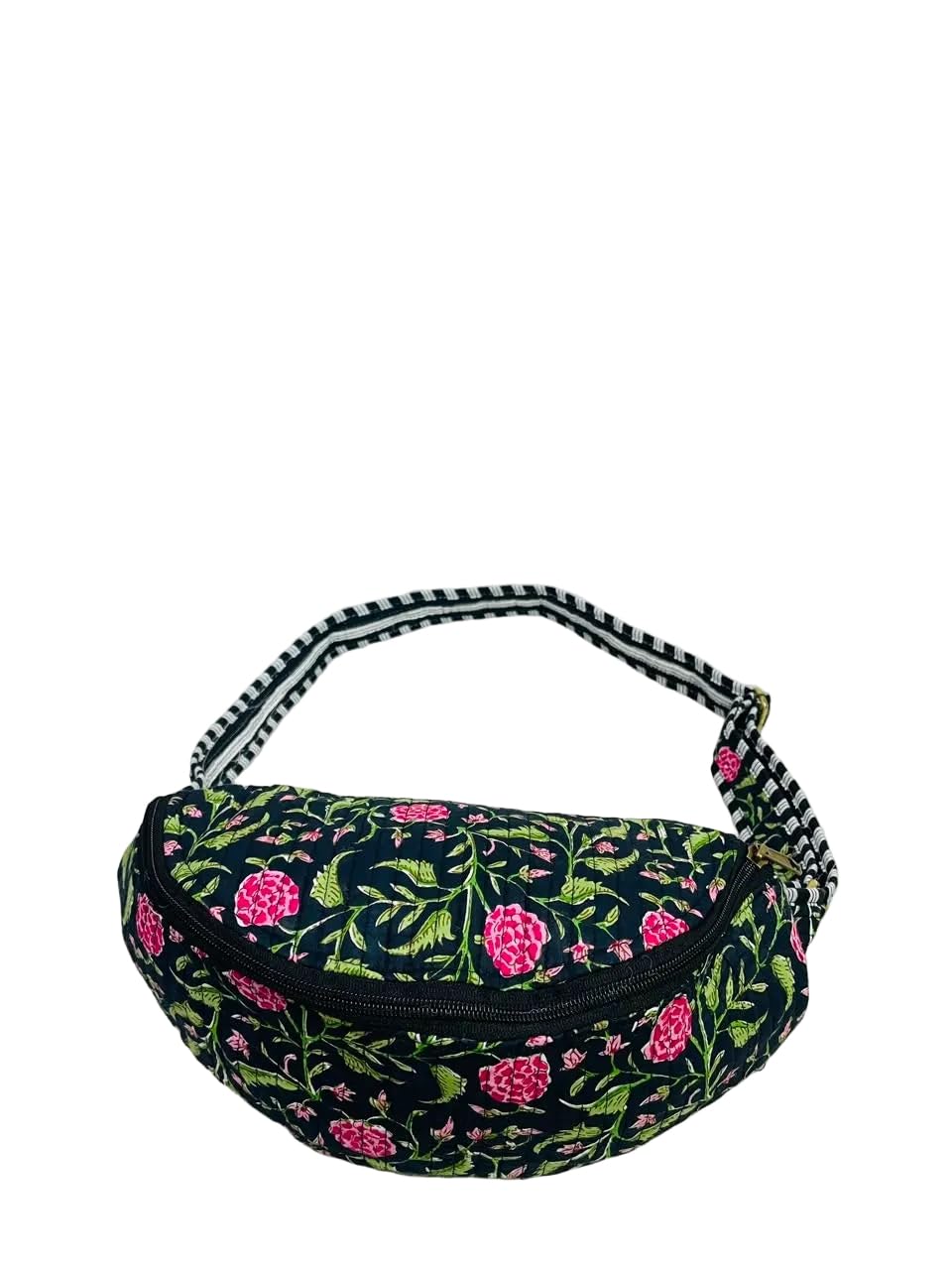 Cotton Quilted Waist Bag Crossbody Bag for Men & Women with Adjustable Strap Sling Bag for Track Hiking Travel Camping Outdoor Sports Cycling Money Belt for Daily Use Chest Bag (Black)-image-13