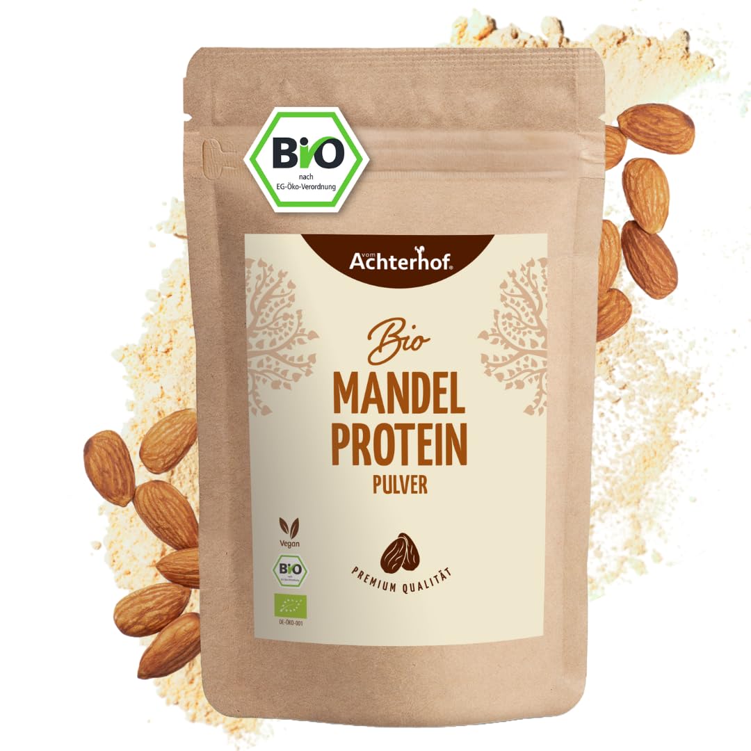 Bio Mandelprotein Pulver 500g | protein- und ballaststoffreich | 50g pflanzliches Eiweiß pro 100g | natürlicher Nährstoffboost | vom Achterhof