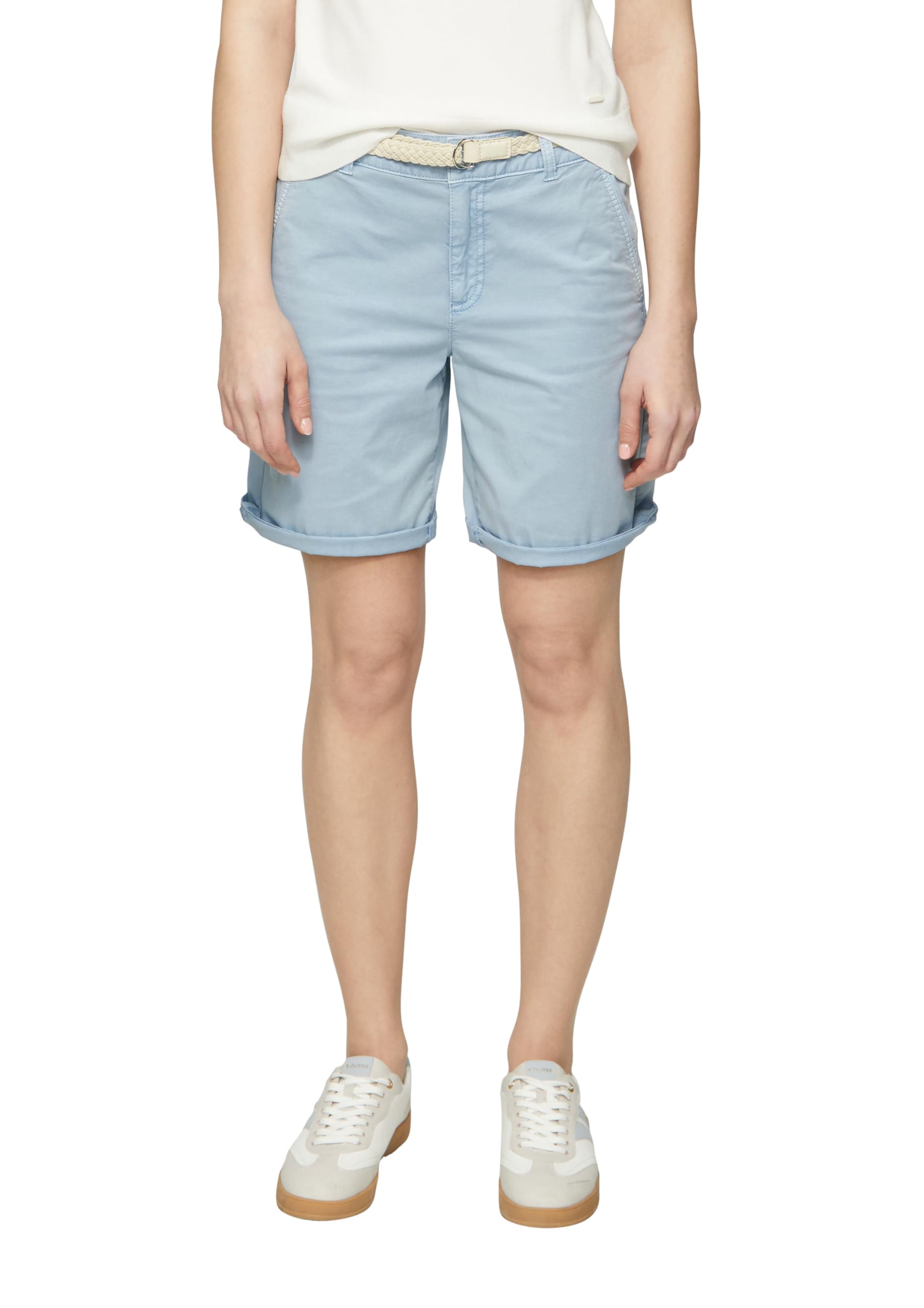 s.Oliver Women's 2161341 Chino Bermuda Shorts with Belt, lightblue, 10