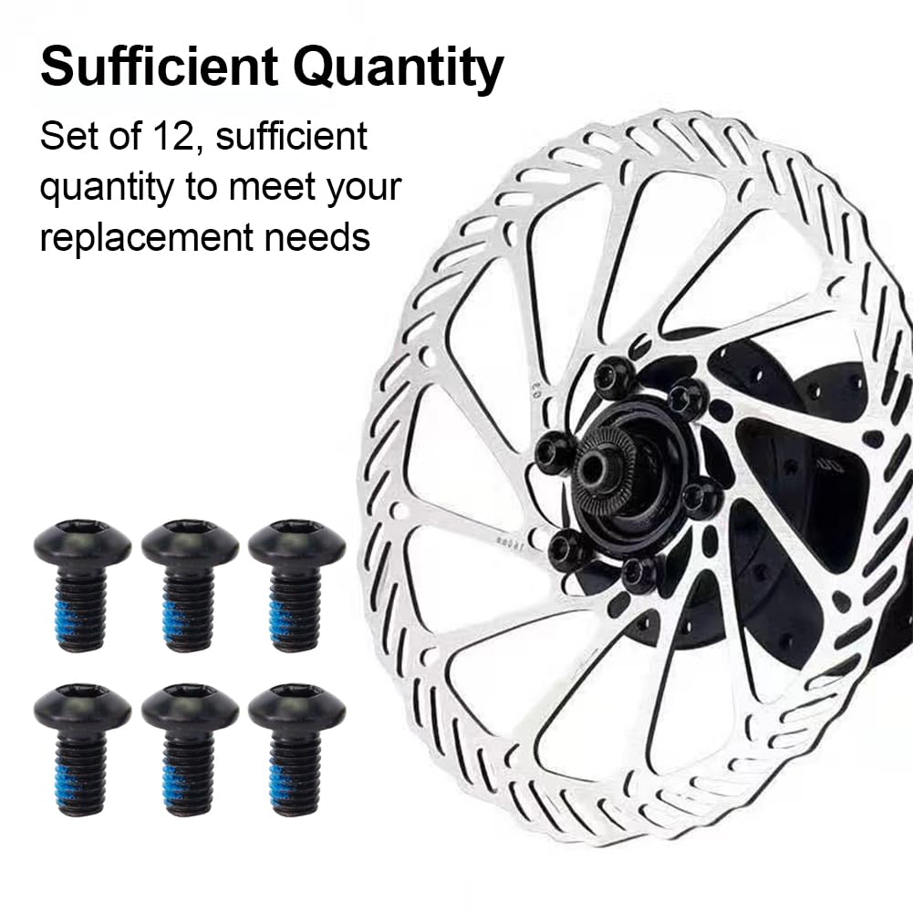 Viti per Freni a Disco per Bicicletta, 12 Pezzi Bulloni del Rotore del Freno a Disco T25, M5 x 9 mm, per MTB, Biciclette da Strada, in Acciaio, Nero