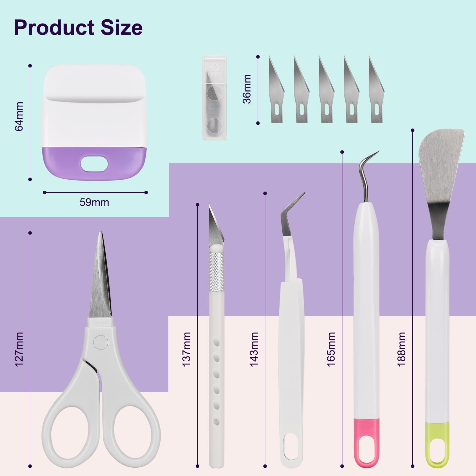 13 Pezzi Accessori per Plotter Strumenti per Diserbo in Vinile Utensili per Scrapbooking Attrezzi Fai da Te Strumenti Set Base per Silhouette Scritte Goffratura Adesivi Etichette