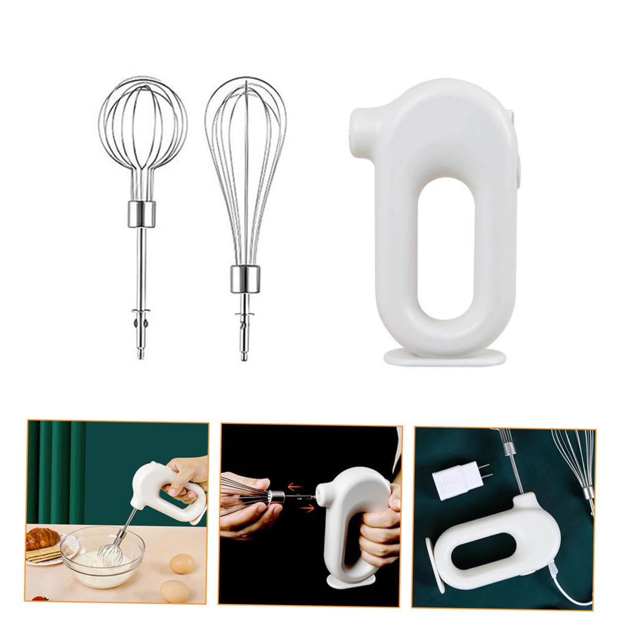 Sbattitore Elettrico da Cucina Ricaricabile USB Frusta a Mano in Acciaio Inox e Plastica, Leggero, Capacità 1500ma, per Natale e Regali Housewarming
