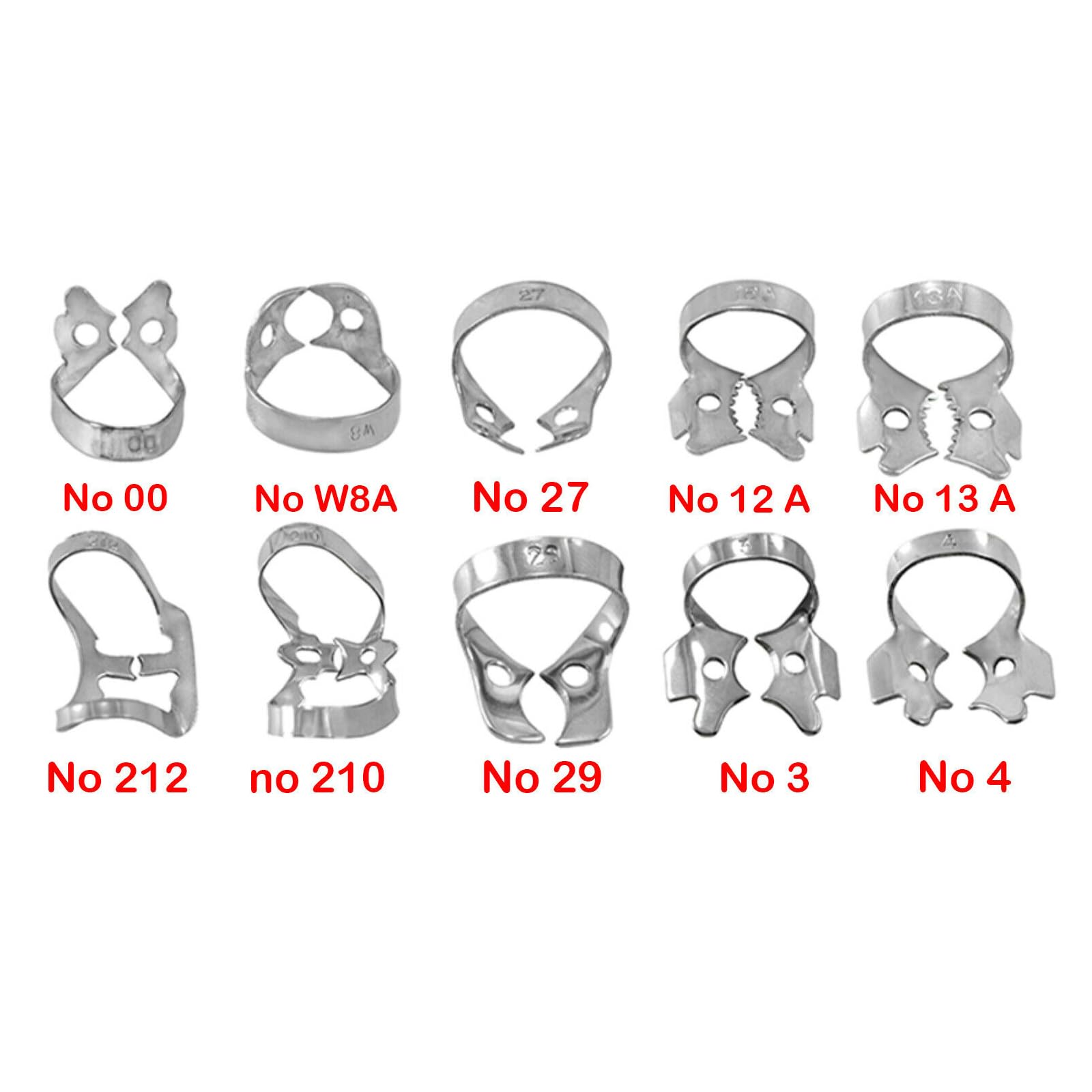 10er Endodontie Kofferdam Hygieniker Ivory Klammern Dental Gewebe Retraktion Klemme