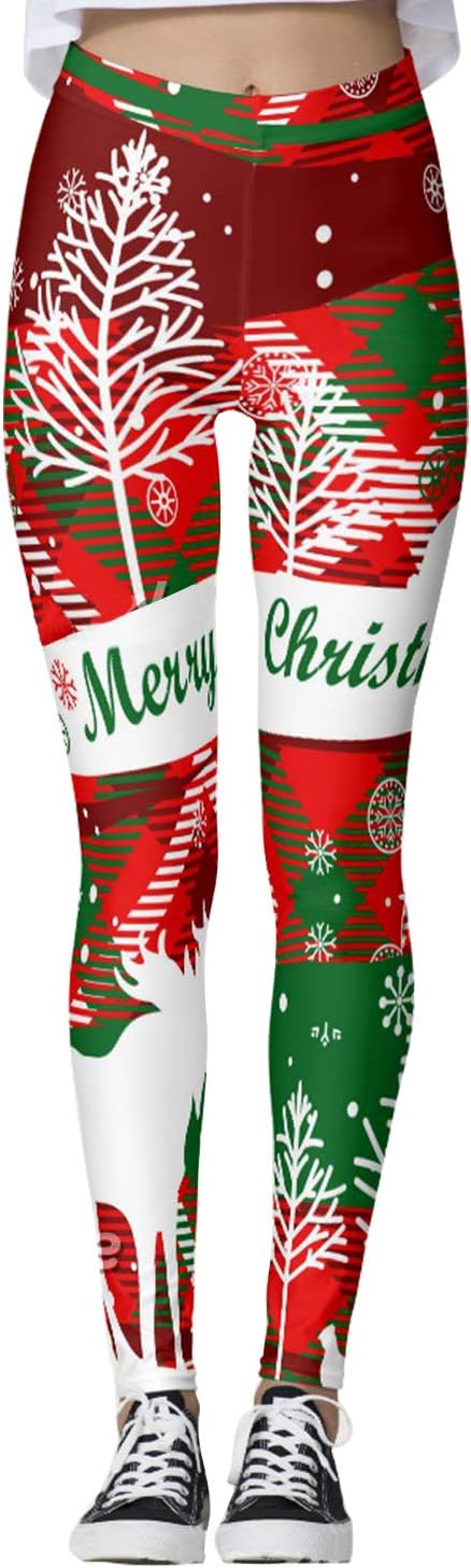 ALBIZIA Women's Satan Cluas Ugly Christmas Xmas Leggings Funny Costume Tights