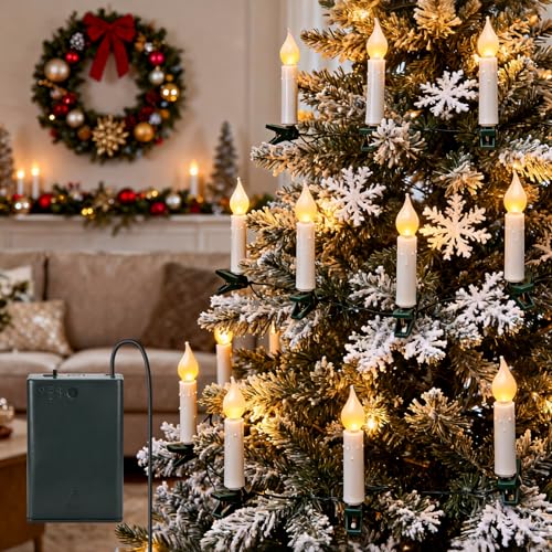 Aigostar Lichterkerzen Weihnachtsbaum mit Akku 5m Kerzen Lichterkette...